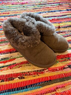 UGG Mini Bailey Button Boots Gray Women's Size 4 Comfy Cozy Fur Furry Winter